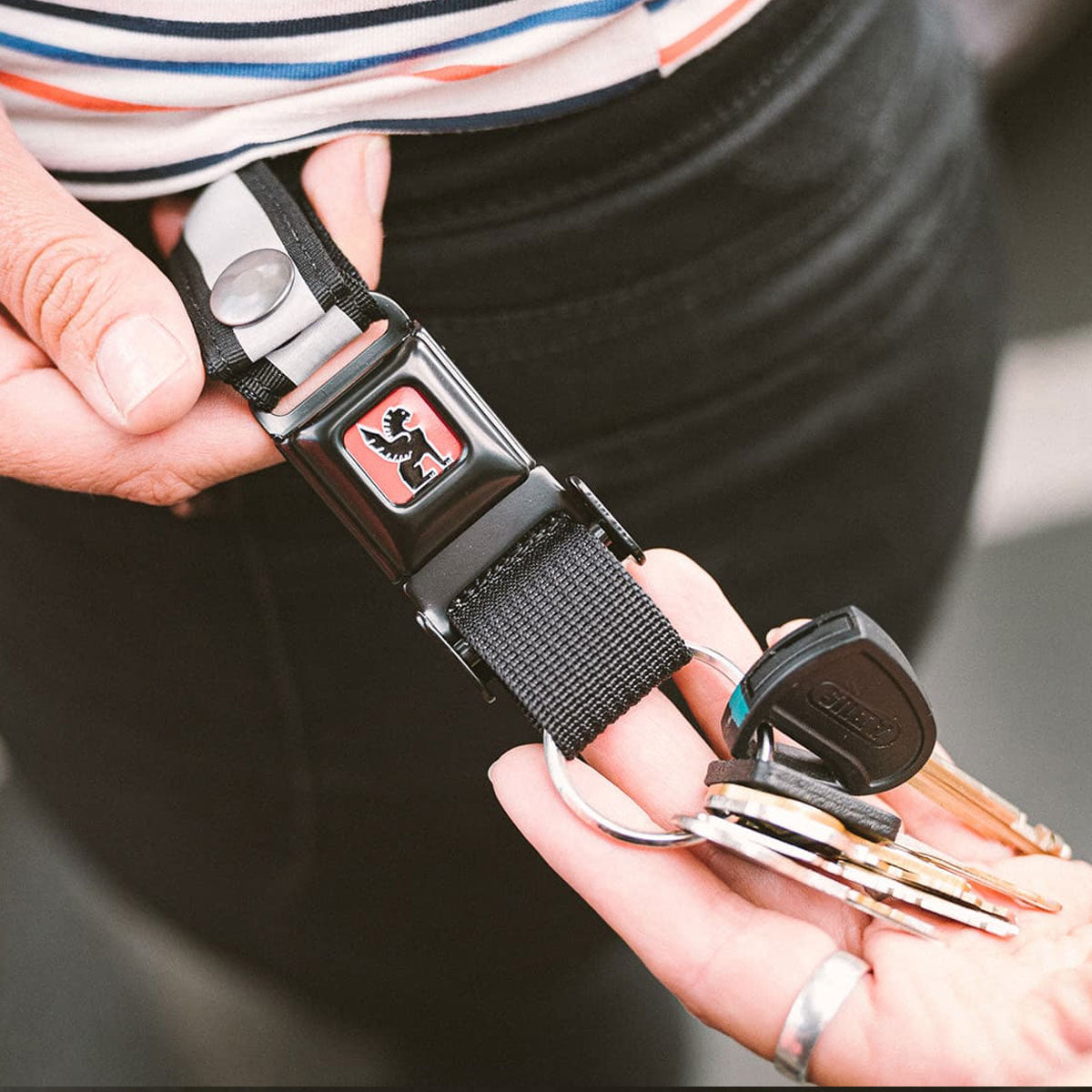 Chrome mini on sale buckle keychain